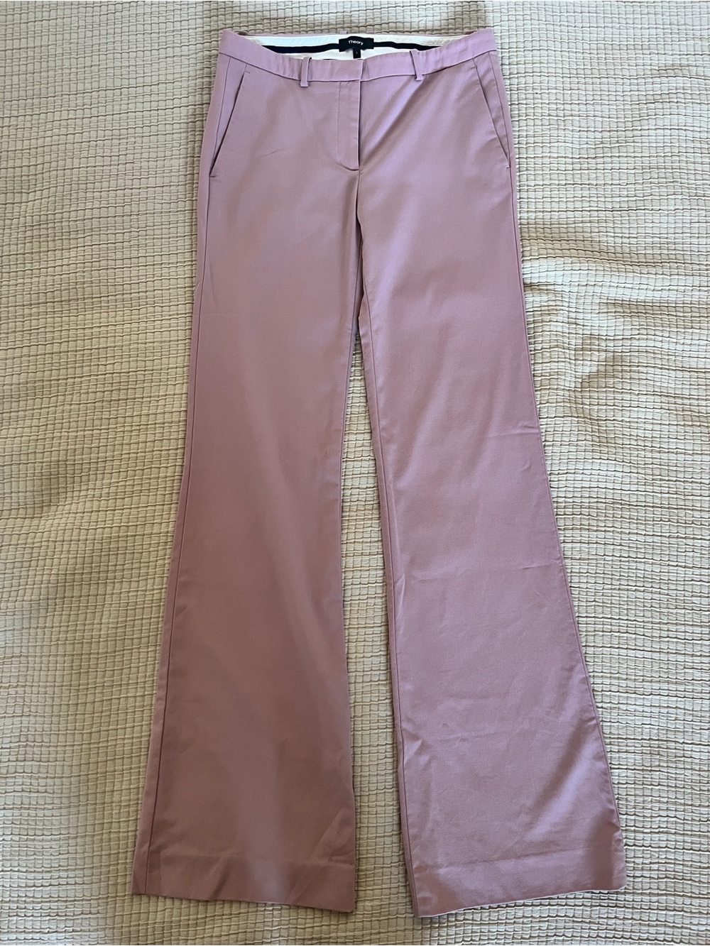 Theory Blush Pink Maive Boot-Cut Wool Pants, size 2L